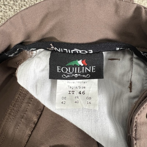 Equiline Breeches Women's Size IT46 Brown Knee Grip Floral‎ Equestrian - Picture 2 of 8